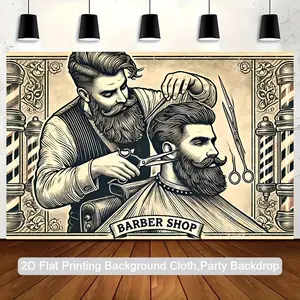2D Flat Banner 1pc, Pull Flag Banner Hair Salon Poster, Polyester Photography Background Cloth, Party Backdrop Tapestry, Indoor Outdoor Decor