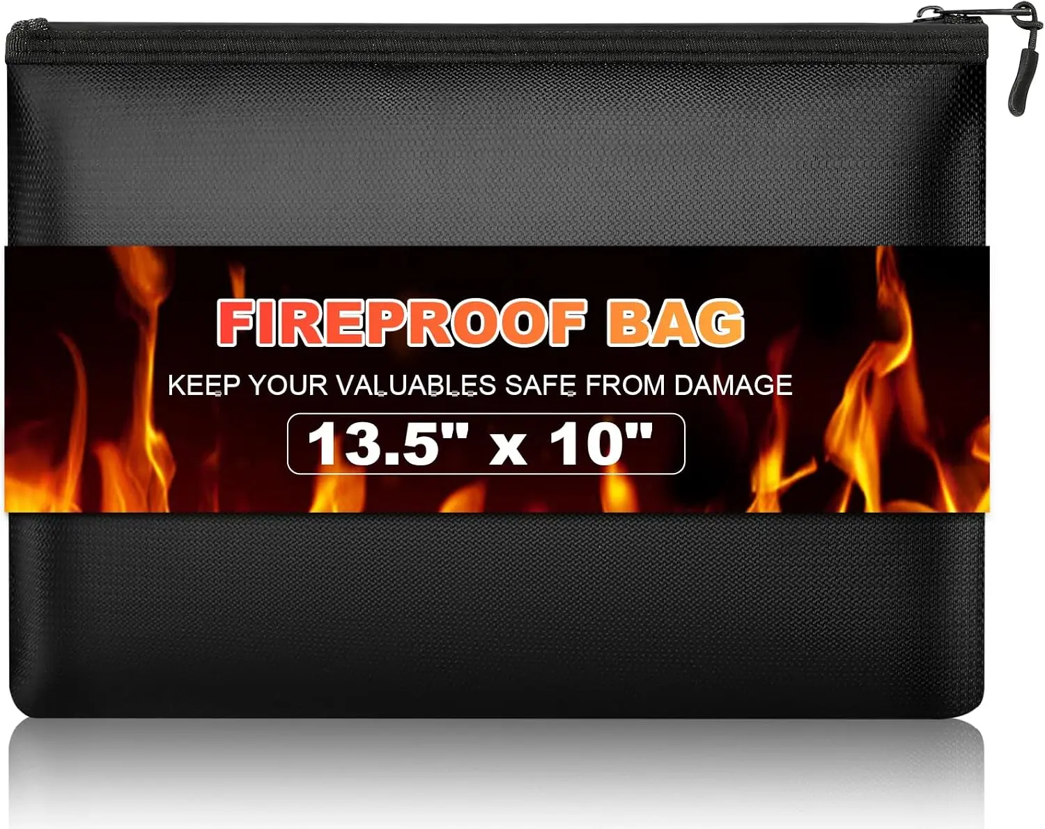 Fireproof Money Document Bag with Waterproof Zipper, 13.5" x 10"