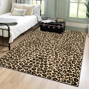 Velvet + soft and comfortable leopard print carpet, Animal Print Rug, home decoration carpet, living room, bedroom, coffee table, and bedside carpet, Fluffy Bedroom Rug, Decorative Area Rug