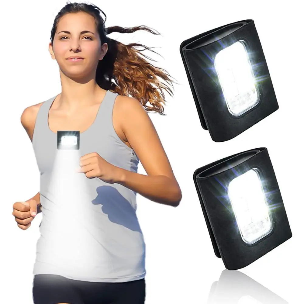 2-Pack Black Magnetic LED Running Lights - Water-Resistant, 4 Setting Modes, USB Charging, Strong Clip, Running Belt Compatible, Silicone Cover Included, Ideal for Nighttime Jogging & Hiking