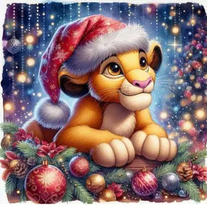 5D DIY full drill round diamond painting - diamond painting kit Christmas lion mosaic canvas DIY wall art, home wall decoration, suitable for Halloween, Christmas, birthdays, and anniversary gifts.