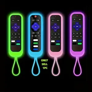 Roku TV Remote Control Cover, Fits Roku Express 4K+, Hisense and Onn Models, Glow-in-the-Dark Silicone Protective Sleeve, Easy to Clean, Silicone Material