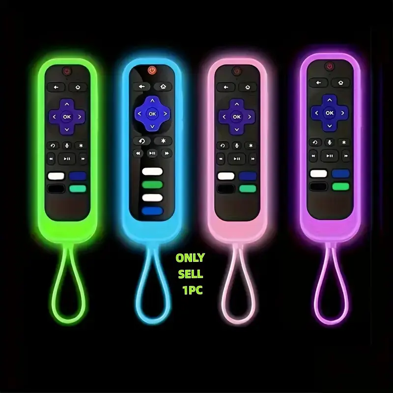 Roku TV Remote Control Cover, Fits Roku Express 4K+, Hisense and Onn Models, Glow-in-the-Dark Silicone Protective Sleeve, Easy to Clean, Silicone Material, Remote Covers