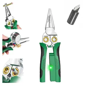 8 in 1 Wire Stripper Twister for Cutting and Pulling Wires, Cable Scissors,Voltage Tester Pliers, 12V to 250V Live,Null,Hot Wire Judgment AC DC, Audible and Flashing LED Alarms, Hardware, Wirepliers, Repair & Construction Tools