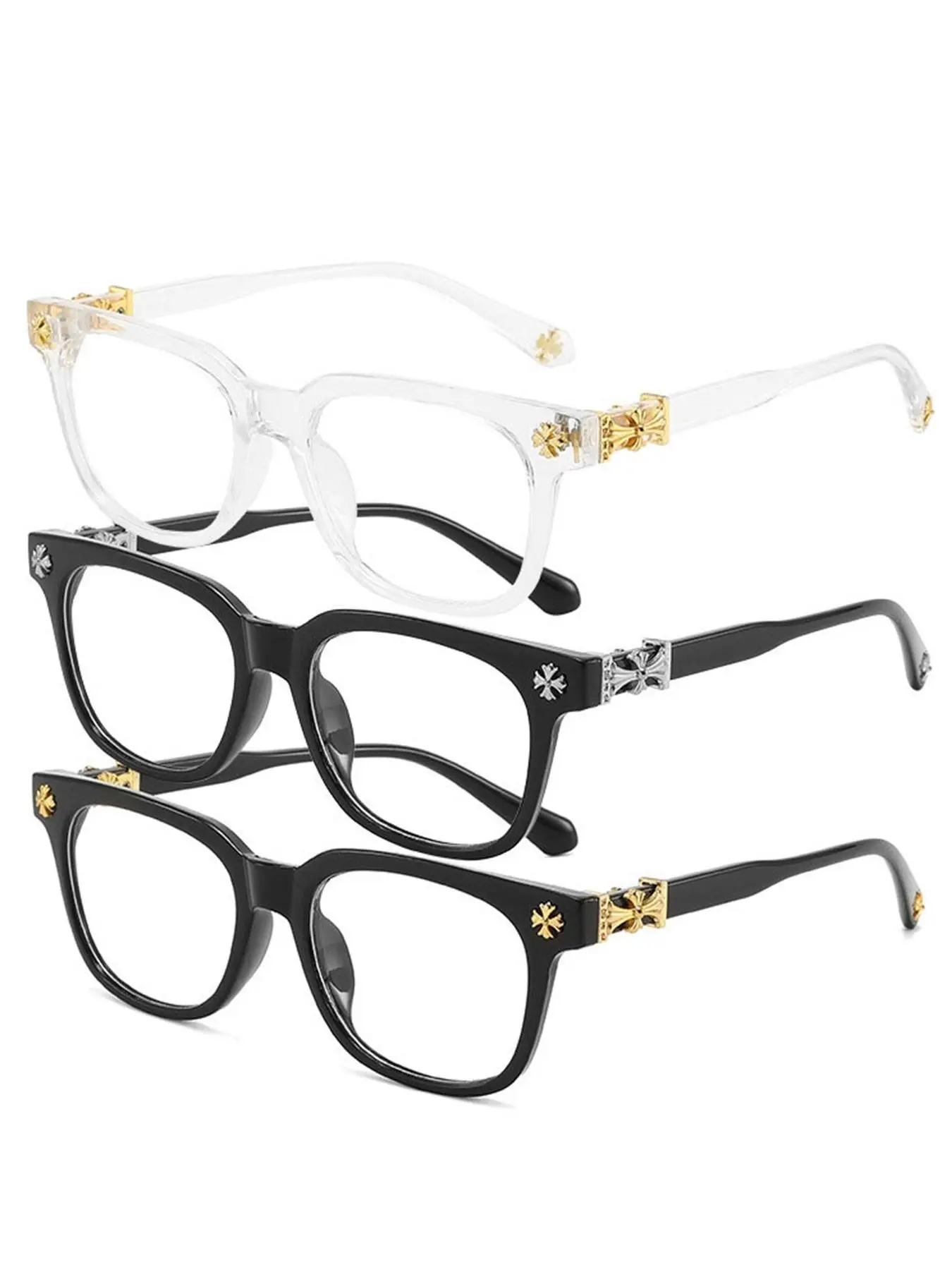 3-Pack Square Reading Glasses, Unisex Stylish Light-Luxury Frame, Multiple Styles, Business Glasses, Ideal Gift for Him and for Daily Computer Use
