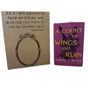 ACOTAR A Court of Wings and Ruin Bone Carver Officially Licensed SJM Sarah J Maas Woodburned Shelf Decor with Inspirational Quote