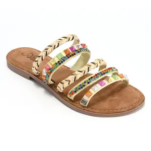 Azura by Spring Step Embellished Slide Sandals - Intoxicate