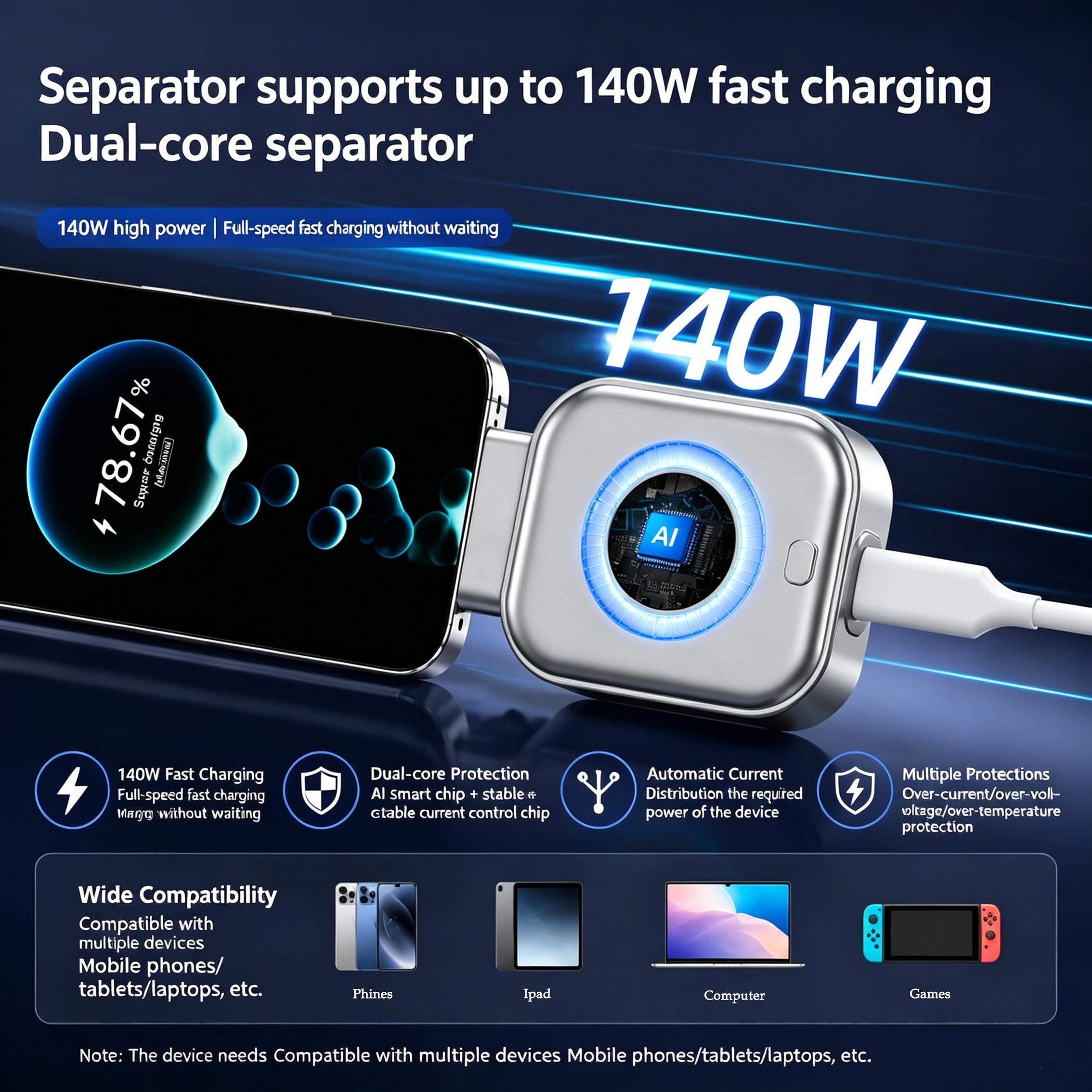 Smart Auto Stop Charger, Auto Disconnect Charging Cable Protector, Full Charge Automatic Eject Device, Overcharge Protection Adapter for Phone Tablet USB Charging