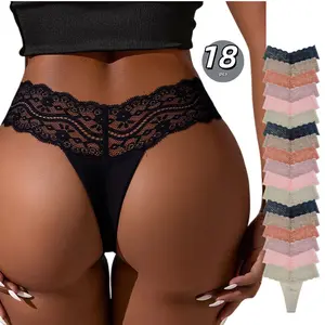 Women's 18-Piece French Lace Panties Set Multicolor Basic Minimalist Fresh Sale Luxury Themed Wavy Edge Breathable Seamless Knicker Stylish & Sexy Camel Toe Cover Thongs  sexy low waist woman  mature lady oh yeah lady lingerie underwear for women