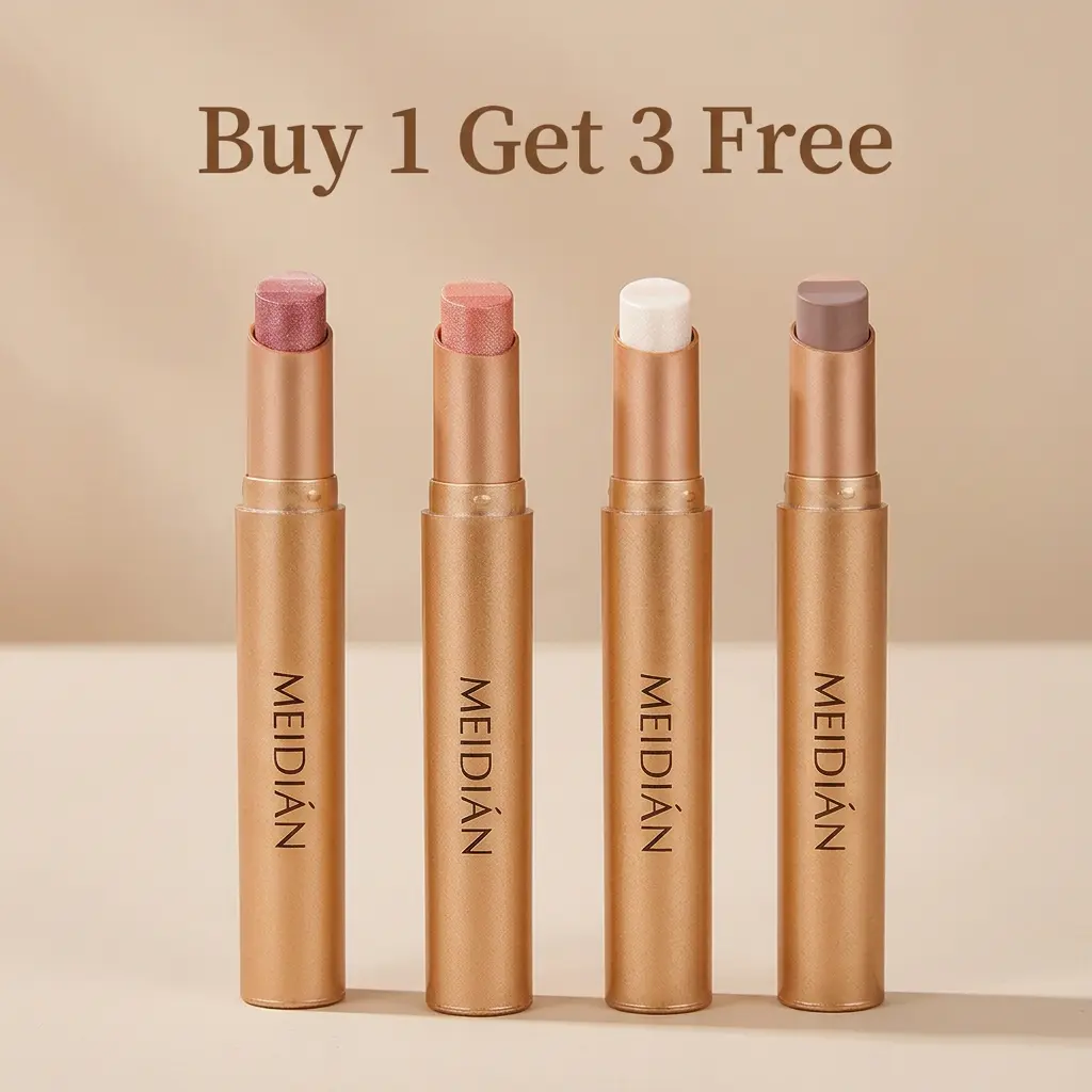 4-Pack Creamy Eyeshadow Stick Set, Long-Lasting & Waterproof Shimmer Crayons with a Glitter Finish for Women's Daily Makeup, Matte Shimmer Eyeshadow, 4Pcs/Set(#01#02#03#04)