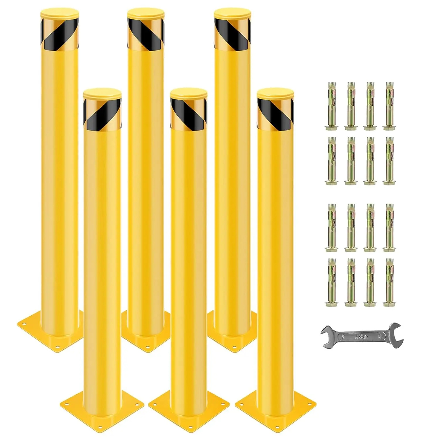 Steel Safety Bollards 36Inch High Bollard Post In Ground Removable Barrier Posts with 24 Bolts Outdoor Traffic Barrier for Crowd Control Area|4.5Inch Diameter