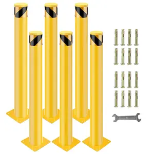 Steel Safety Bollards 36Inch High Bollard Post In Ground Removable Barrier Posts with 24 Bolts Outdoor Traffic Barrier for Crowd Control Area|4.5Inch Diameter