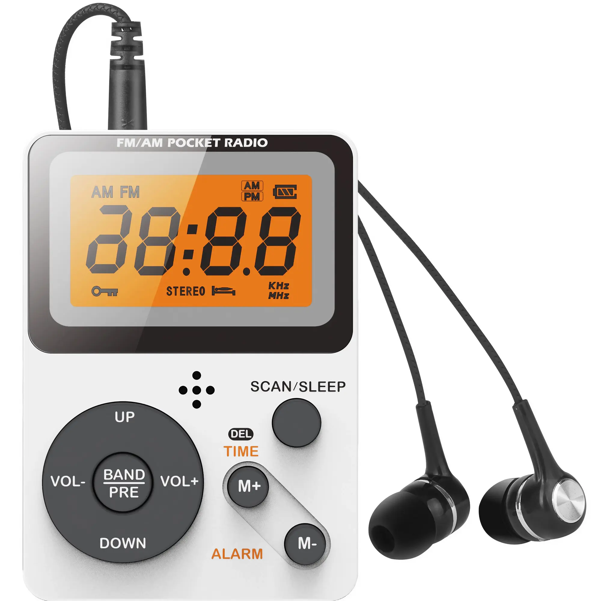 Portable AM/FM Pocket Radio with LCD Display, Stereo Headphone Jack, Sleep Timer & Alarm Clock. Lightweight Walkman for Home, Jogging, Outdoor. Retro Mini Portable Radio with Clear Sound, Essential for Leisure and Sports.