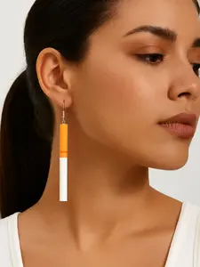 Funny Cigarette Drop Earrings, Novelty Lightweight Dangle Jewelry for Party Costumes, Smoked & Unsparked Styles