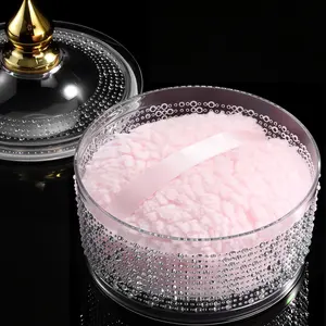 6-Inch Extra Large Body Powder Container with Puff,Acrylic Material Dusting Powder Jar with Secure Leak-Proof Lid, Bath & Vanity Organizer