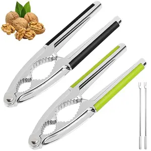 2-Pack Walnut Crackers with Picks, Durable Zinc Alloy Nut Cracking Tools, Multifunctional Kitchen Gadget Set for Effortless Nut Opening