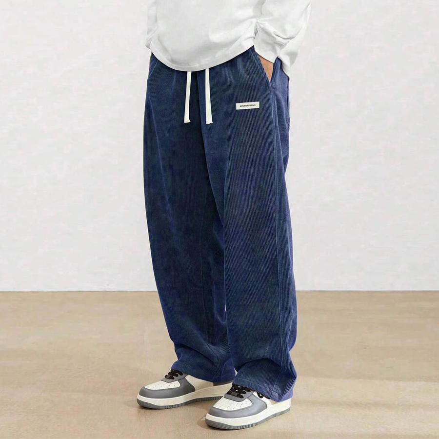 2-pack men’s retro corduroy casual pants, loose straight cut, new for spring/autumn