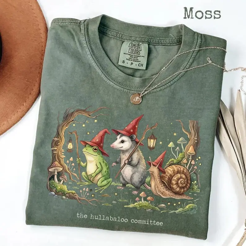 Comfort Colors The Hullabaloo Committee TShirt, Funny Frog Opossum Snail Meme Tee, Weird Animal Humor Gift for Her