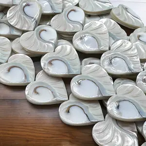 Harmony-Line Nautilus Shell Beads - 3D Tactile Grooves -  Heart Shape - Inner Core Cut - Off White - Exclusively Sourced From Gigantic Shells (One of The Most Valuable Exotic Seashells in The World) DIY Jewelry Making - 8 Inches (Half Strand)
