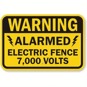 High Voltage Warning Sign | 8.0 in x 12.0 in Aluminum Electric Shock Protection Fence Warning Sign with Lightning Symbol, Yellow and Black, Waterproof and Windproof, Perfect for Home, Garage, or Industrial Use, Wall-Mount, Durable Metal Sign