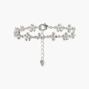 en route Silver Daisy Molecule Bracelet, Minimalist Silver Design for Daily Wear, Jewelry Essential for Stacking, Set Styling and Chic Outfits
