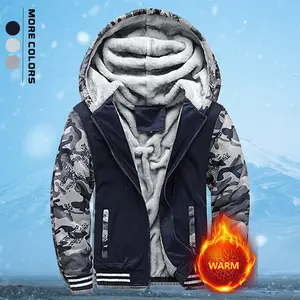 Men's Winter Fleece Lined Warm Camouflage Jacket with Hood - Suitable for Outdoor Activities and Everyday Casual Wear