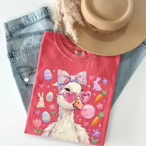 Comfort Colors Preppy Easter Goose Vintage T-shirt Coquette Christian Duck Tshirt Silly Goose Funny Gift Idea Happy Easter