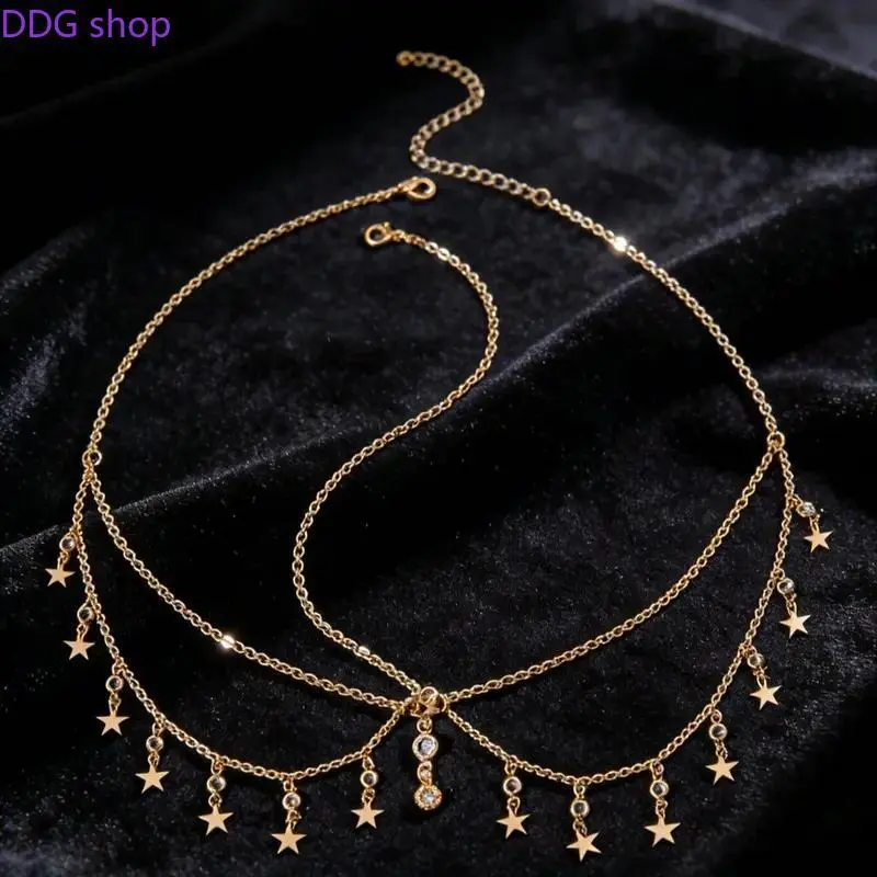Crystal Dangle Head Chain, Gold Rhinestone Forehead Hairpiece, Luxe Bridal & Festival Accessory for Women, Perfect for Weddings, Proms & Costume Parties