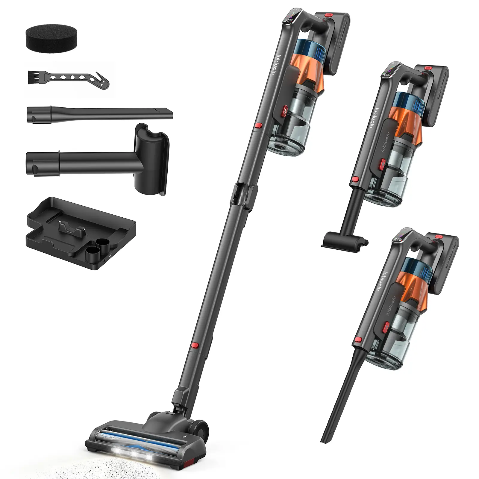 Cordless Vacuum Cleaner, 24KPa Powerful Suction, 60Mins Runtime, Self-Standing Stick Vacuum with Bendable Wand, LED Display & Anti-Tangle Brush for Hardwood Floors, Carpets and Pet Hair