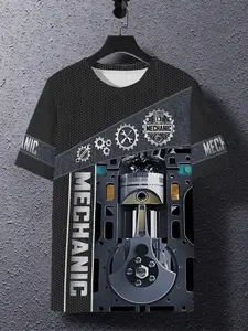 American Retro Short Sleeve Top, 3D Casual Shirt, Breathable Fabric, Comfortable Fitness Wear, Cool and Soft