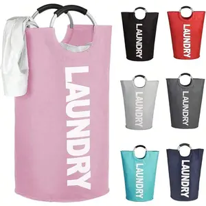 Large Laundry Basket With Padded Handles Oxford Fabric Laundry Hamper Tall Laundry Bag Clothes Hamper Laundry Bin Storage Organizer For Bedroom Bathroom College Dorm 115L Pink