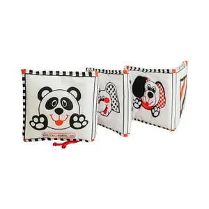 Soft Cloth Book of Animals and Cars in High Contrast Black White Red