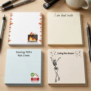 4 Counts/set 3x3 Inch Funny Office Sticky Notebook,Funny Office Note Pad, Adhesive Sticky Note for School Office Home Supplies