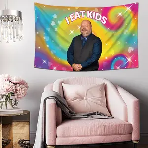 I Eat K-i-ds Bertram Flag 3x5Ft Tapestry Wall Poster for Bedroom Living Room College Dorm Wall Decor Garden with Brass Grommet
