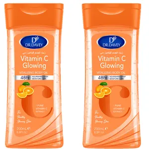 2 Pcs 200 mL DR.DAVEY Vitamin C Body Oil, Nourishing Hydrating Skincare Oil, Large-Volume Body Essential Oils for Body, Face, Hands, Lips and Eyes, Suitable for All Seasons, Travel-Friendly New Version