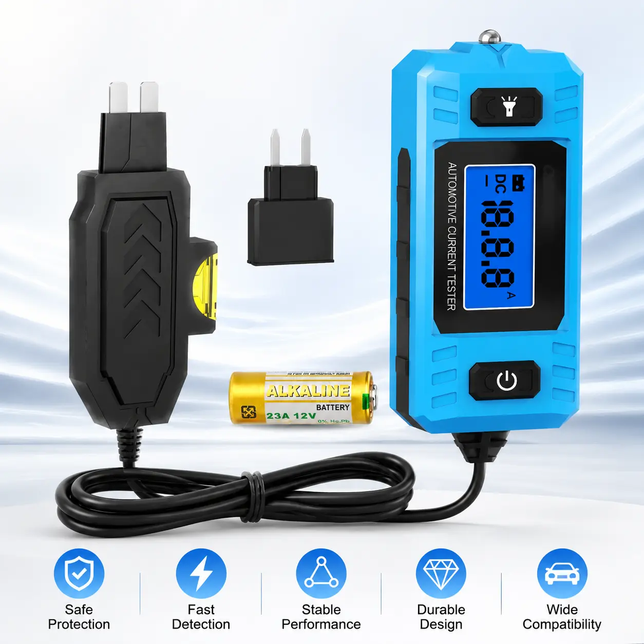 Automotive Power Probe Circuit Tester, 12V-48V LCD Digital Voltage Tester, Car Fuse & Wiring Fault Diagnostic Tool