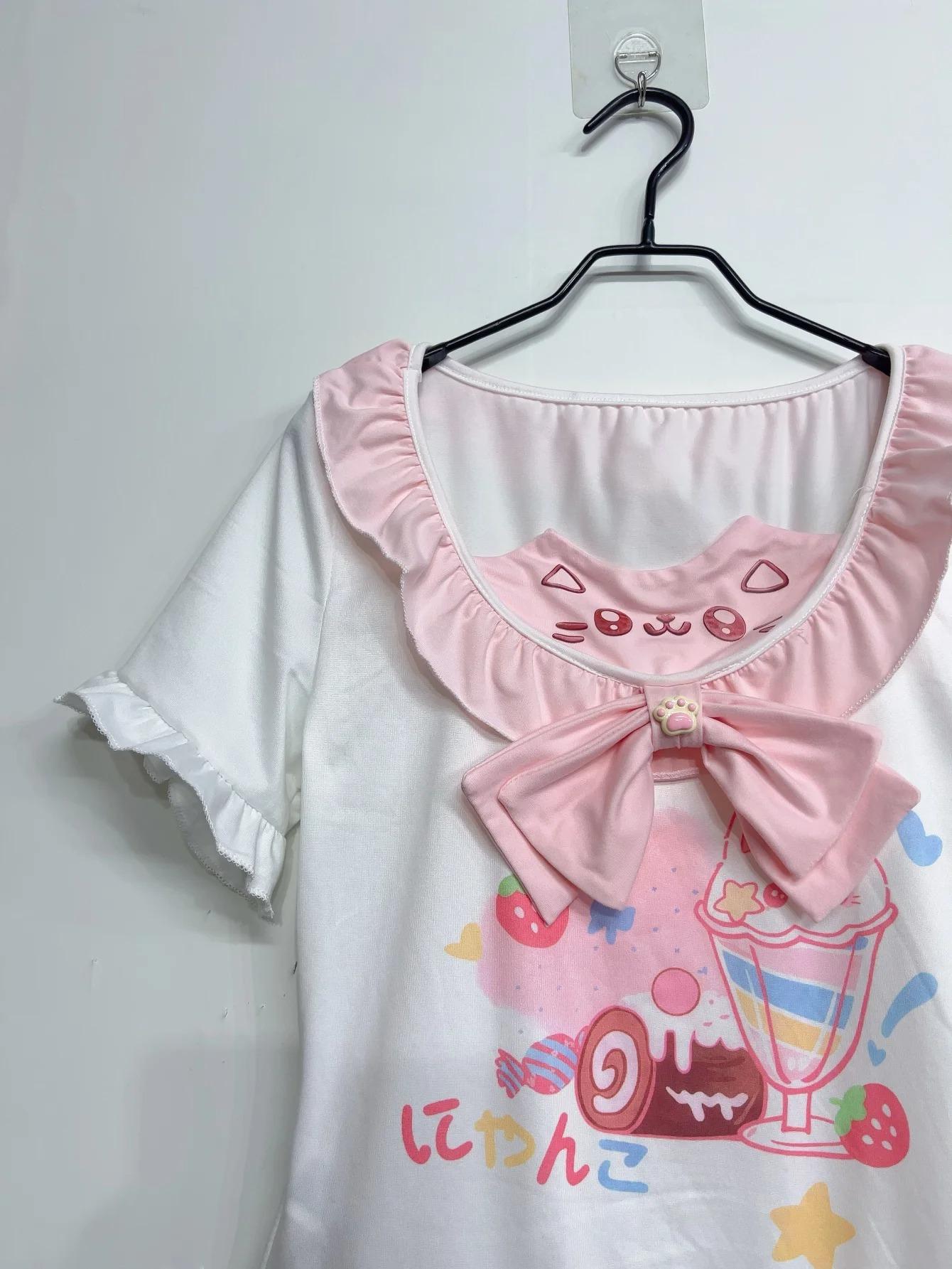 Y2k Cutecore Summer Women Korean Japan Harajuku Short Sleeve Egirl Anime T-shirts Aesthetic Oversized Kawaii Tshirt Tops Clothes