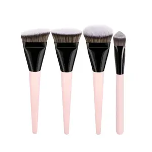 4-Piece High-Quality Makeup Brush Set, Synthetic Fiber Foundation, Concealer, Blush Brushes, Ideal for Liquid, Cream, Powder Makeup, Essential Beauty Tools, Cosmetic Brushes