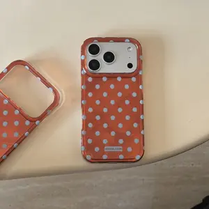 Bottom Blue Polka Dot Apple iPhone Case, Compatible with iPhone 17 Pro Max, 16 Pro Max, 15 Pro Max, 14 Pro, Creative, Fashionable & Protective Phone Cover