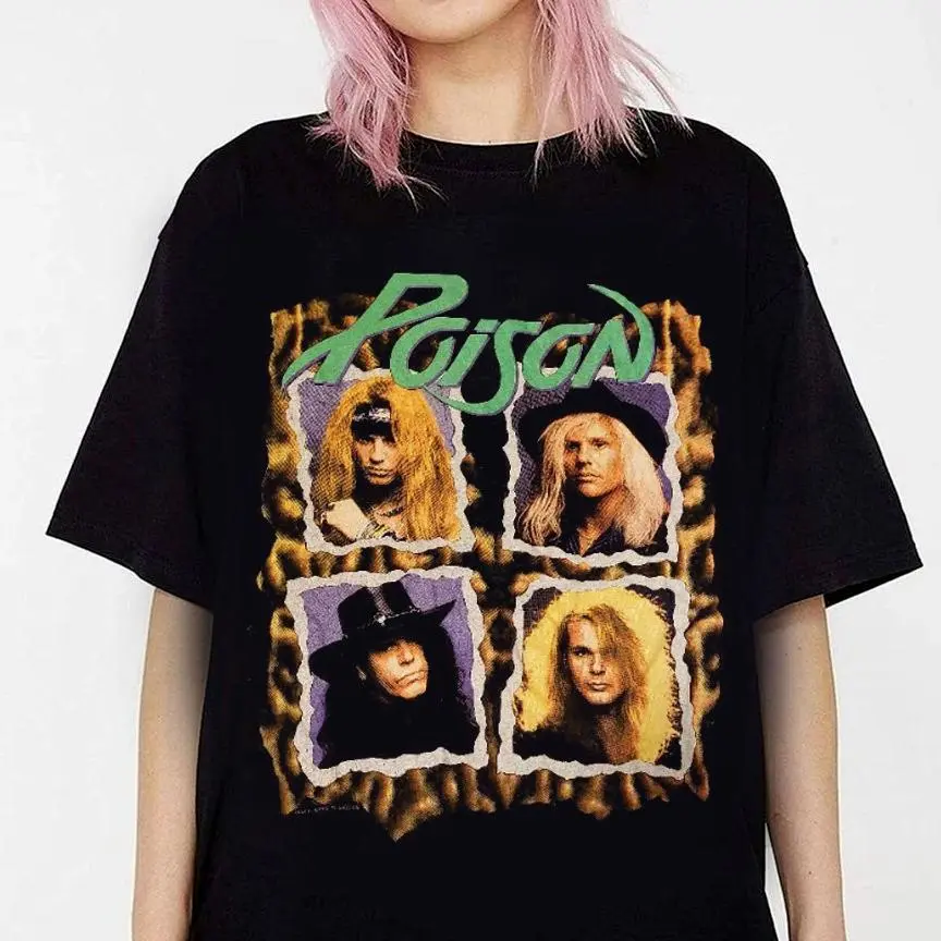 Poison Band Unisex T-Shirt, Glam Rock Aesthetic Cotton Tee HY7338
