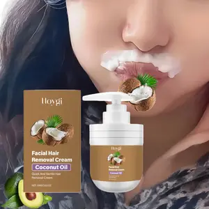 Coconut Oil Facial Hair Removal Cream, Natural Ingredients, Contains Coconut Oil, Glycerine, Hyaluronic Acid, Gentle Exfoliation & Moisture
