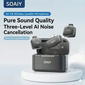 Christmas Holiday Special  SOAIY V8 Wireless Lavalier Microphone for iPhone/iPad/Android with Charging Case Smartphone Audio: Triple Noise Reduction, Dual Voice Enhancement gnarly  ear  monitor