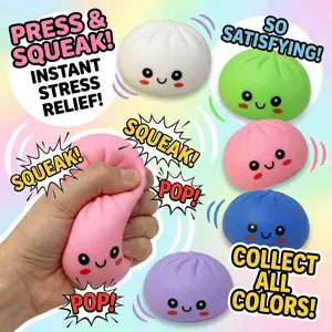 Squeak & Squeeze! Stress Relief Squeaky Dumpling Squishy Toy – Soft Sensory Fidget Toy, Funny Prank, Anxiety Relief