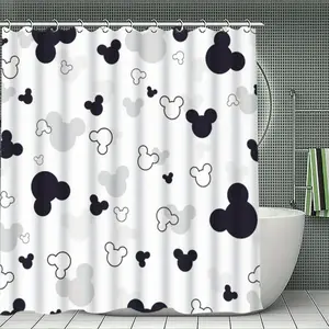 DISNEY CLASSIC Mickey Mouse Cartoon Pattern Shower Curtain, Modern Simple Style Bathroom Decoration Brings Fun Bathing Experience, High Quality Materials to Easily Create a Fresh And Bright Bathroom Environment
