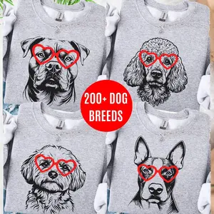 Valentine's Day Dog Lover Crewneck 200+ Dog Breeds Sweatshirt Puppy Love Tee