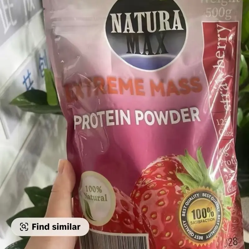 Natural Max Extreme Mass Protein Powder, 500g Strawberry Flavor - 100% Natural Fitness & Healthcare Edible Dietary Supplement for Muscle Support & Metabolism Boost