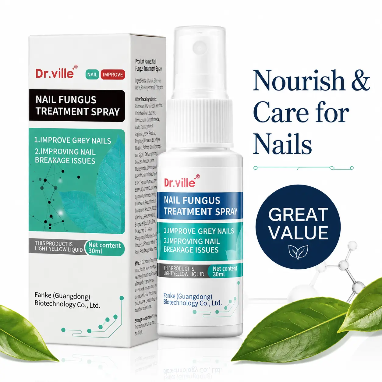 Dr.Ville Hydrating Nail & Cuticle Serum with Ceramide & Panthenol | Nourishes Dry Cuticles for Healthy Looking Nails-B