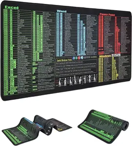 Large Excel Cheat Sheet Desk Pad, Non-Slip Excel  Pad Shortcuts for Excel/Word/Outlook/Windows/PowerPoint,Stitched Edges, Spill-Proof Desk for Keyboard (Office Suite)