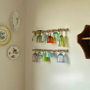 Home Bar Display Wine Glass Rack Wall-Mounted Tea Cup Organizer, Display Shelf, Stylish Kitchen & Bar Storage for a Clean Sophisticated Look
