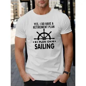 Men's Casual Patterned T-Shirt - Breathable Polyester, Geometric Print, Round Neck, Machine Washable - Perfect for Summer